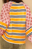 Raglan Floral Sleeves Stripes Splicing Sweatshirt