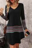 Plus Size Vintage Ethnic Design Long Sleeves Dress