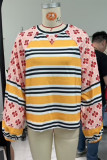 Raglan Floral Sleeves Stripes Splicing Sweatshirt