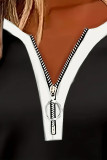 Zipper Colorblock Splicing Top