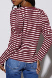 Crew Neck Stripes Long Sleeves Top