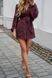 V Neck Puff Sleeves Floral Romper