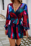 V Neck Puff Sleeves Floral Romper