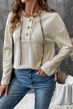 Plaid Hooded Drawstring Long Sleeves Top