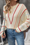 Eyelet Colorful Stripes Knitting Sweater