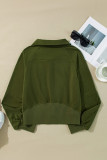 Moss Green Quarter Zip Stand Neck Kangaroo Pocket Sweatshirt