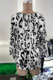 Black Leopard Print 3/4 Sleeves Top