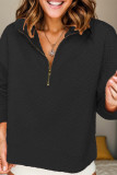 Half Zipper Design Solid Color Sweatshirt