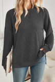 Wavy Stitches Solid Color Sweatshirt