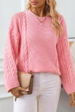 Cable Knit Solid Color Knitting Sweater