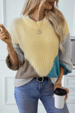 Crew Neck Colorblock Knitting Sweater