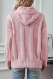 Solid Color Hooded Knitting Sweater