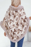 Leopard Print Warm Fleece Cape Outerwear Coat