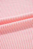 Pink Corded Colorblock Long Sleeve Top and Shorts Set