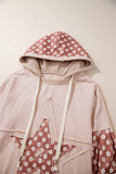 Delicacy Floral Patchwork Star Pattern Drawstring Hoodie