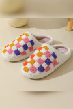 Colorblock Checked Fleece Slipper