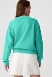 Aruba Blue Solid Fleece Lined Drop Shoulder Terry Sweatshirt