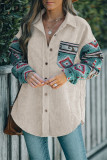 Aztec Print Sleeves Corduroy Shirt