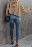 Solid Color Button Up Waffle Jacket
