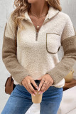 Half Zipper Color Block Fleece Sweatshirt