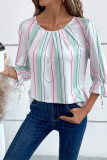 3/4 Sleeves Rainbow Stripes Top