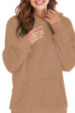 Solid Color Fleece Kangaroo Pockets Hoodie