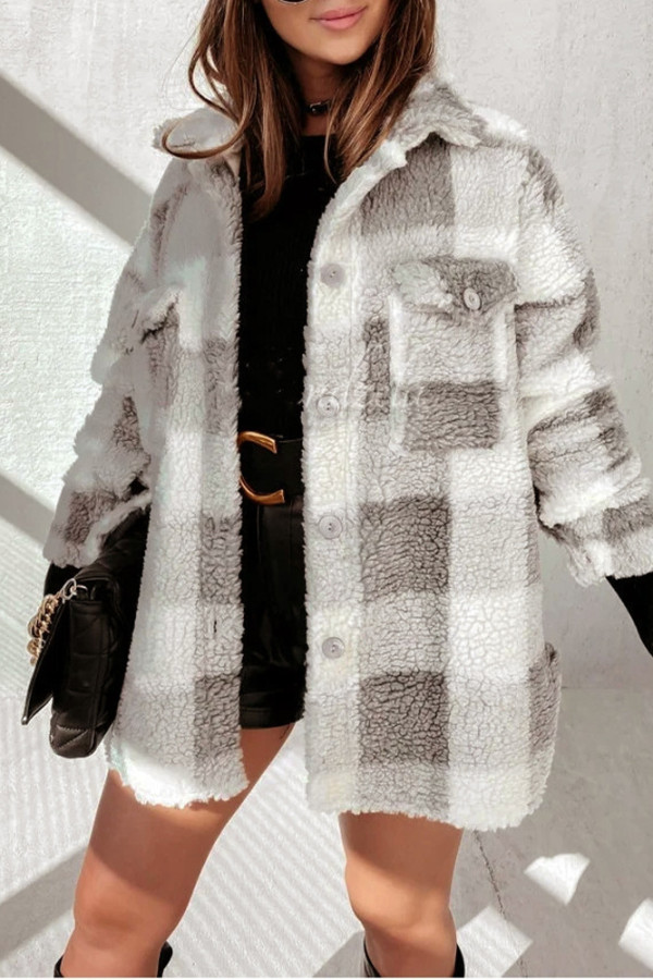 Plaid Fleece Jacket Coat