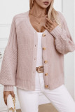 V Neck Button Up Front Open Knitting Cardigan