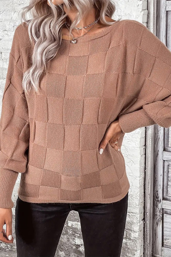 Brown Textured Knitting Sweater