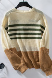 Stripes Colorblock Splicing Knitting Cardigan