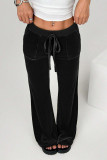 Black Velvet Wide Leg Pants