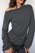 Grey Drop Shoulder Loose Top