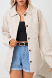Apricot Corduroy Pockets Button Jacket