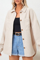 Apricot Corduroy Pockets Button Jacket