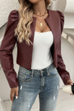 Plain Short PU Leather Jacket