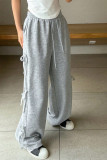 Grey High Waist Wide Leg Pants