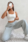 Grey High Waist Jogger Pants
