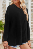 Ribbed Knitting Hooded Sweatshirt