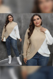 Plus Size Color Block Knitting Sweater