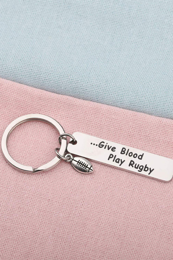 Give Blood Play Rugby Keychain