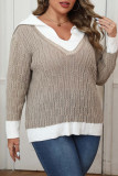 Plus Size Khaki Cable Knitting Sweater