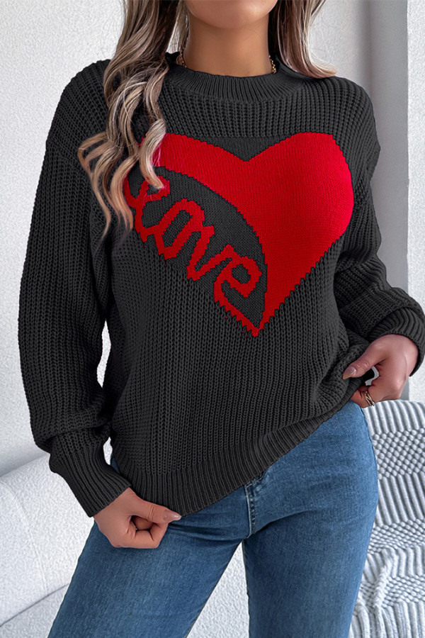 LOVE Heart Pattern Knitting Sweater