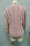 Pink Cable Knitting Sweater
