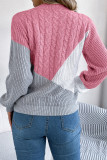 Color Block Cable Knitting Sweater