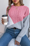 Color Block Cable Knitting Sweater