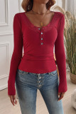 Lace Splicing Ribbed Knitting Slim Top