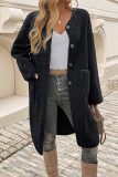 Front Open Pockets Fleece Coat