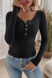 Lace Splicing Ribbed Knitting Slim Top