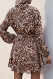 Leopard Print Ruffle Mini Dress