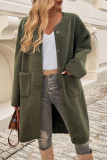 Front Open Pockets Fleece Coat